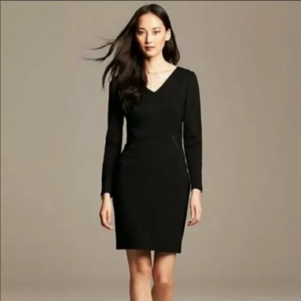 Banana Republic Black Ponte Knit Dress, 8, NWT